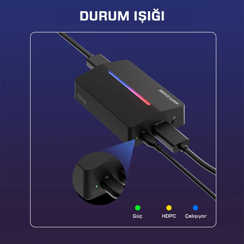 Fifine V3 görüntü yakalama kartının kulaklık ve mikrofon bağlantı portları