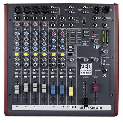 Allen & Heath ZED60-10FX 60mm Faderlı ve Efektli 10 Kanallı Analog Mikser - 1