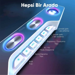 Fifine Ampligame A16 Bluetooth Oyuncu Bilgisayar RGB Hoparlör Beyaz - 2
