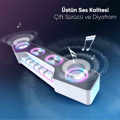 Fifine Ampligame A16 Bluetooth Oyuncu Bilgisayar RGB Hoparlör Beyaz - 3