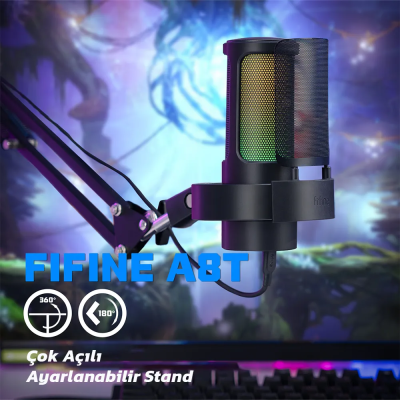 Fifine Ampligame A8T USB Yayıncı Bilgisayar Mikrofonu - 6