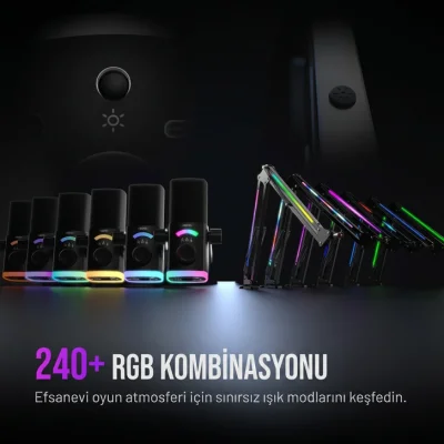 Fifine Ampligame AM8PROT Dinamik USB/XLR Mikrofon Seti (RGB Mikrofon Sehpası ile) - 10