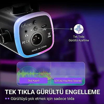 Fifine Ampligame AM9 Hibrit USB/XLR Yayıncı Mikrofon Seti - 5