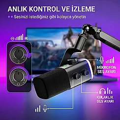 Fifine Ampligame AM9 Hibrit USB/XLR Yayıncı Mikrofon Seti - 6