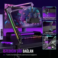 Fifine Ampligame BM38 RGB Profesyonel Oyuncu Mikrofon Standı - 4