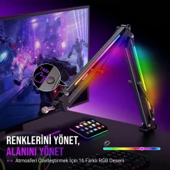 Fifine Ampligame BM38 RGB Profesyonel Oyuncu Mikrofon Standı - 5