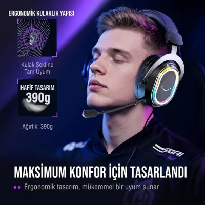 Fifine Ampligame H13 Mikrofonlu 7.1 RGB Oyuncu Kulaklığı - 3