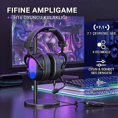 Fifine Ampligame H16 Mikrofonlu 7.1 Oyuncu Kulaklığı - 17