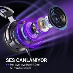 Fifine AmpliGame H18V 7.1 Surround Open-Back Oyuncu Kulaklığı - 7