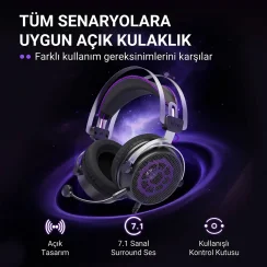 Fifine AmpliGame H18V 7.1 Surround Open-Back Oyuncu Kulaklığı - 4