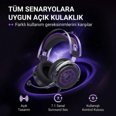 Fifine AmpliGame H18V 7.1 Surround Open-Back Oyuncu Kulaklığı - 4
