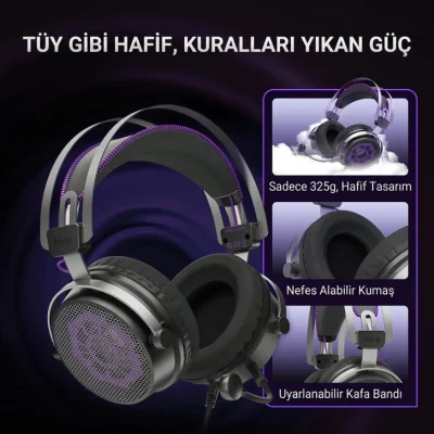 Fifine AmpliGame H18V 7.1 Surround Open-Back Oyuncu Kulaklığı - 8