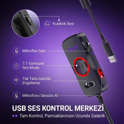 Fifine AmpliGame H18V 7.1 Surround Open-Back Oyuncu Kulaklığı - 10