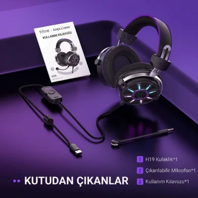 Fifine Ampligame H19 Mikrofonlu 7.1 RGB Oyuncu Kulaklığı - 8