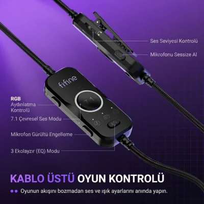 Fifine Ampligame H19 Mikrofonlu 7.1 RGB Oyuncu Kulaklığı - 9