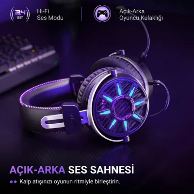 Fifine Ampligame H19 Mikrofonlu 7.1 RGB Oyuncu Kulaklığı - 10