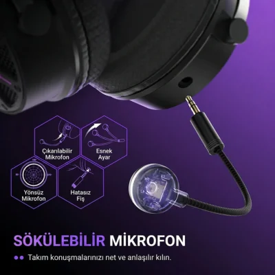Fifine Ampligame H19 Mikrofonlu 7.1 RGB Oyuncu Kulaklığı - 11