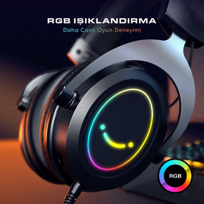 Fifine Ampligame H3 Mikrofonlu RGB Oyuncu Kulaklığı - 6