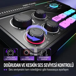 Fifine Ampligame SC8 USB Oyuncu Ses Mikseri - 14