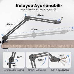 Fifine BM63 Masaüstü Mikrofon Standı - Ayaklık - Sehpa 40x40cm - 3