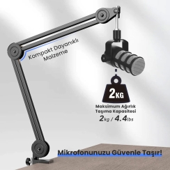 Fifine BM63 Masaüstü Mikrofon Standı - Ayaklık - Sehpa 40x40cm - 4