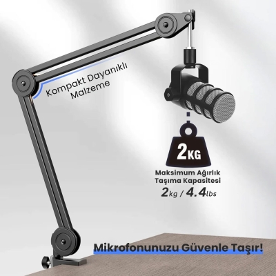 Fifine BM63 Masaüstü Mikrofon Standı - Ayaklık - Sehpa 40x40cm - 4