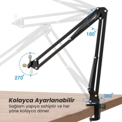 Fifine CS1 Masa Tipi Mikrofon Standı - Mikrofon Sehpası 35x35cm - 5