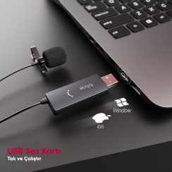 Fifine K063 USB Ses Kartlı Youtuber Bilgisayar Yaka Mikrofonu - 4