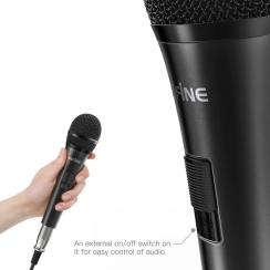 Fifine K6 Kablolu - Açma/Kapama Tuşlu - Profesyonel - Vokal - Karaoke Dinamik Mikrofon - 2