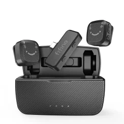 Fifine M12 USB-C Şarj Kutulu Kablosuz Yaka Mikrofonu Sistemi - Fifine