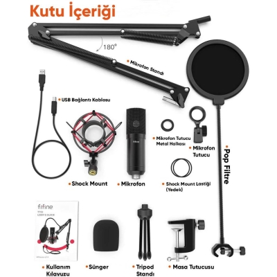 Fifine T732 USB Yayıncı Oyuncu Youtuber Twitch Mikrofon Seti - 2