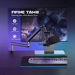Fifine TAM8 XLR/USB RGB Dinamik Oyuncu Mikrofon Seti - 5
