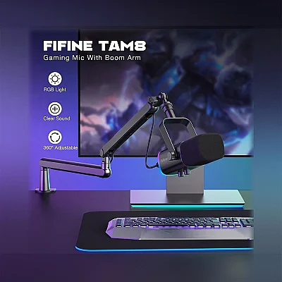 Fifine TAM8 XLR/USB RGB Dinamik Oyuncu Mikrofon Seti - 5
