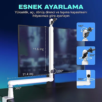 Fifine TAM8 XLR/USB RGB Dinamik Oyuncu Mikrofon Seti - 13