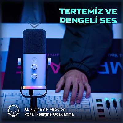 Fifine TAM8 XLR/USB RGB Dinamik Oyuncu Mikrofon Seti - 15