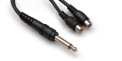 Hosa 1/4'' TS Erkek Jack - Dual RCA Dişi Y Kablo - Hosa