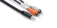 Hosa 3.5 mm. TRS (M) <-> Dual RCA (M) Stereo Breakout kablo, 1 Mt. - Hosa