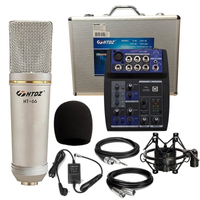 HTDZ Condenser Mikrofon + Wharfedale Connect 502 USB Mikser Stüdyo Paketi - 1