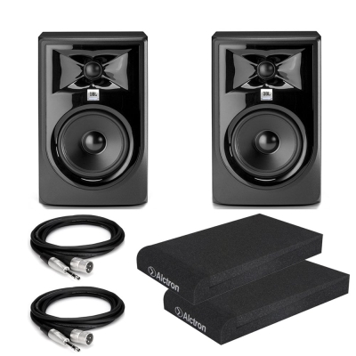 JBL 305P MK2 Stüdyo Hoparlörü Siyah + Hoparlör Süngeri + Ses Kartı Bağlantı Kablosu Paketi (ÇİFT) - 1