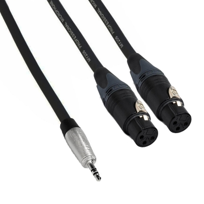 Klotz Neutrik 3.5mm Stereo Jack - Çift XLR Dişi Hoparlör Kablosu 2 METRE - 1