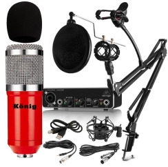 König BM800 + Behringer UMC22 Ses Kartı Pop Filtre Stand - Yayıncı Paketi - König