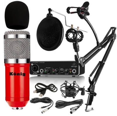 König BM800 + Behringer UMC22 Ses Kartı Pop Filtre Stand - Yayıncı Paketi - 1