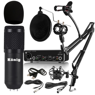 König BM800 + Behringer UMC22 Ses Kartı Pop Filtre Stand - Yayıncı Paketi - 3