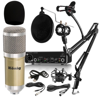 König BM800 + Behringer UMC22 Ses Kartı Pop Filtre Stand - Yayıncı Paketi - 4