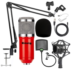 König BM800 Mikrofon + 7.1 Ses Kartı + Metal Filtre + Stand + Shock Mount Stüdyo Paketi - König