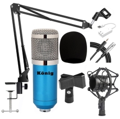 König BM800 Mikrofon + 7.1 Ses Kartı + Stand + Shockmount + Sünger + Kablo Kayıt Paketi - König