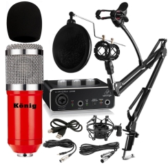 König BM800 Mikrofon + Behringer UM2 Ses Kartı + Pop Filtreli Sehpa - Yayıncı Paketi - König