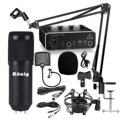 König BM800 Mikrofon + Behringer UM2 Ses Kartı + Sehpa - Yayıncı Paketi - König