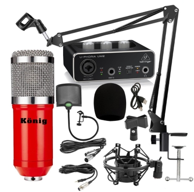 König BM800 Mikrofon + Behringer UM2 Ses Kartı + Sehpa - Yayıncı Paketi - 3