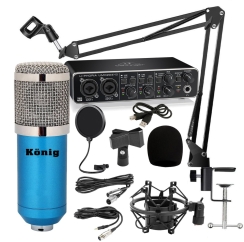 König BM800 Mikrofon + Behringer UMC204HD Ses Kartı + Sehpa - Yayıncı Paketi - König